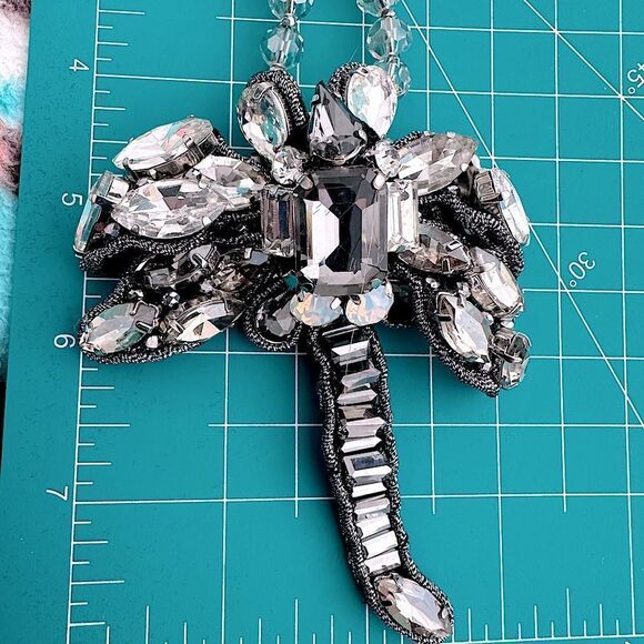 Zenzii huge sparkling dragonfly pendant long large crystal necklace 32”L - Picture 11 of 11